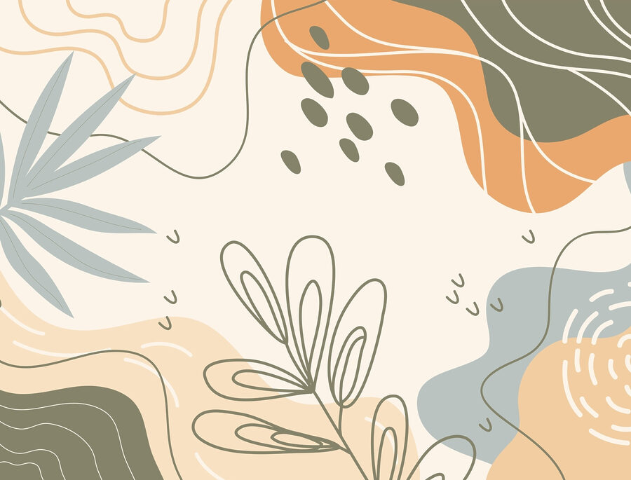 Colorful pattern with leaves and shapes Colorful pattern with leaves and shapes