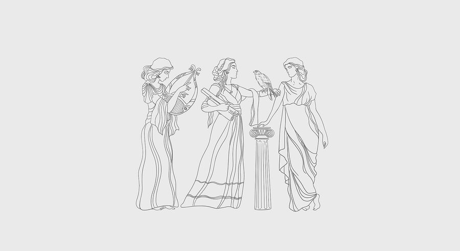 Wall murals Line drawing of women in dresses - Image 4