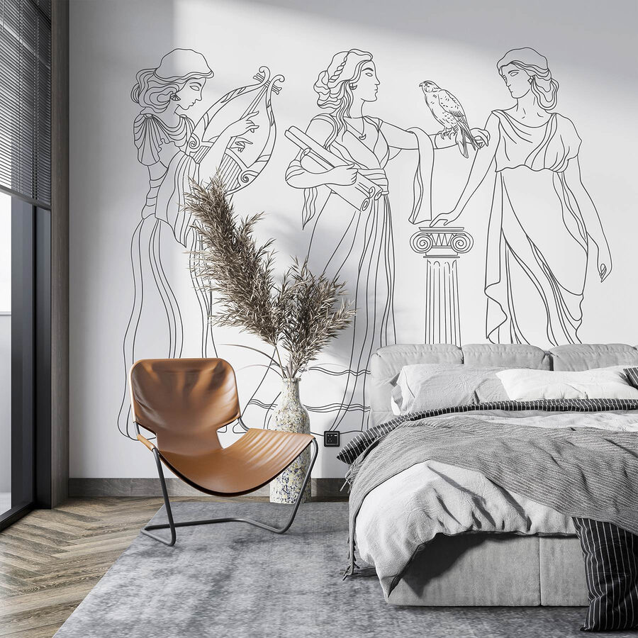 Wall murals Line drawing of women in dresses