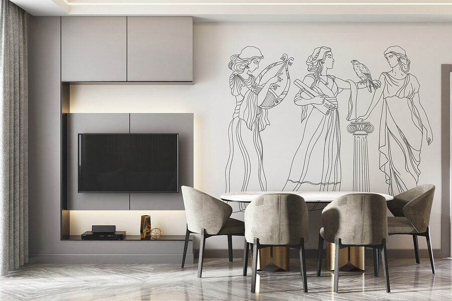 Wall murals Line drawing of women in dresses - Image 2