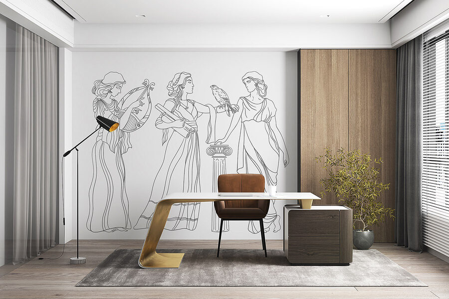 Wall murals Line drawing of women in dresses - Image 3