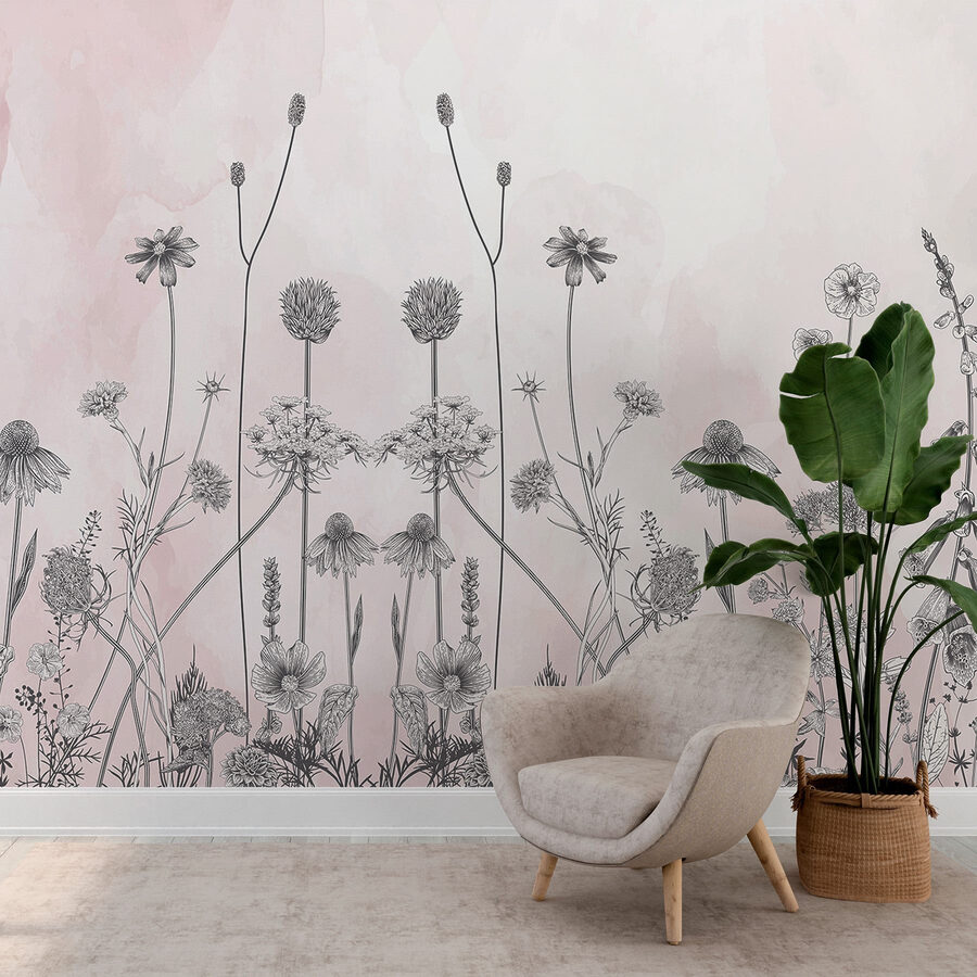 Wall murals Drawing of flowers and plants