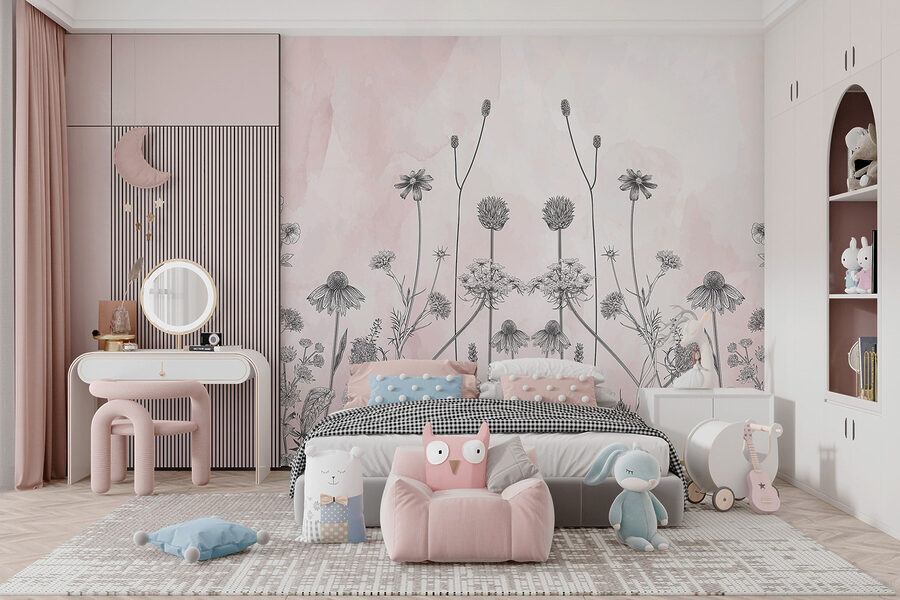 Wall murals Drawing of flowers and plants - Image 2