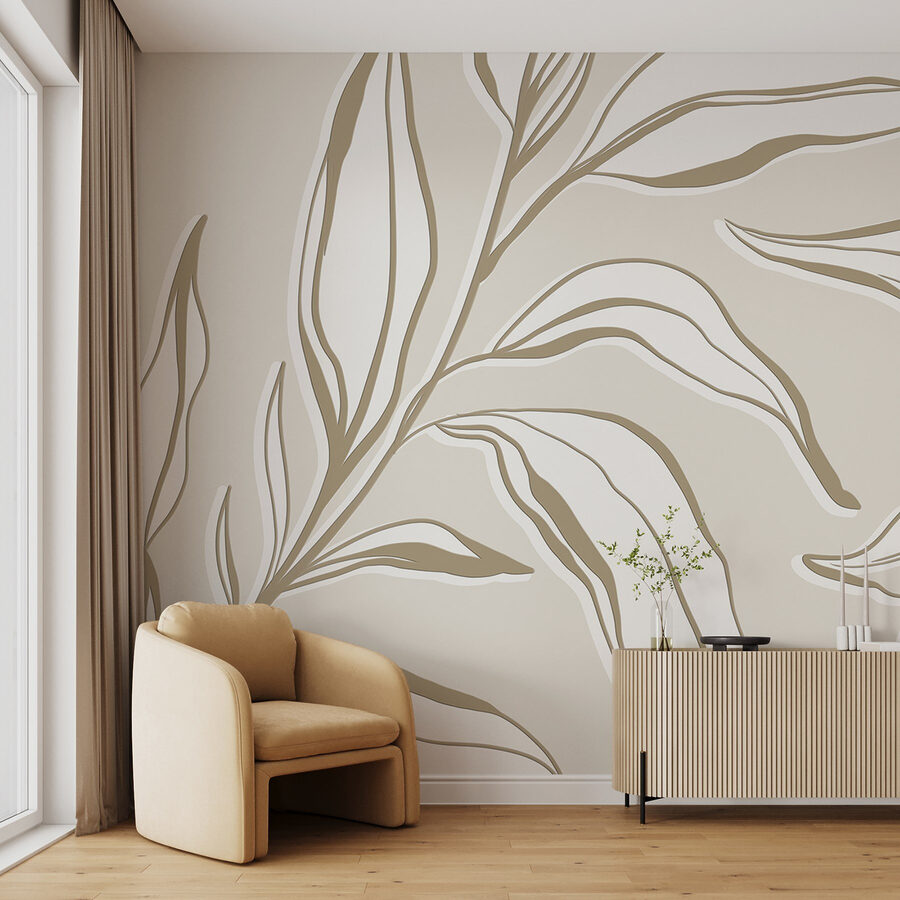 Delicate leaves on a muted background