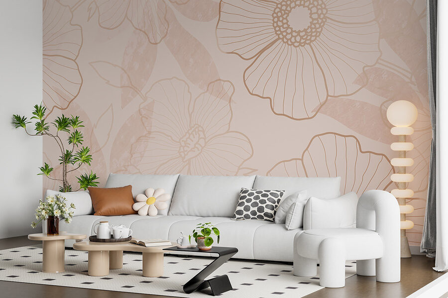 Wall murals Delicate floral outline design