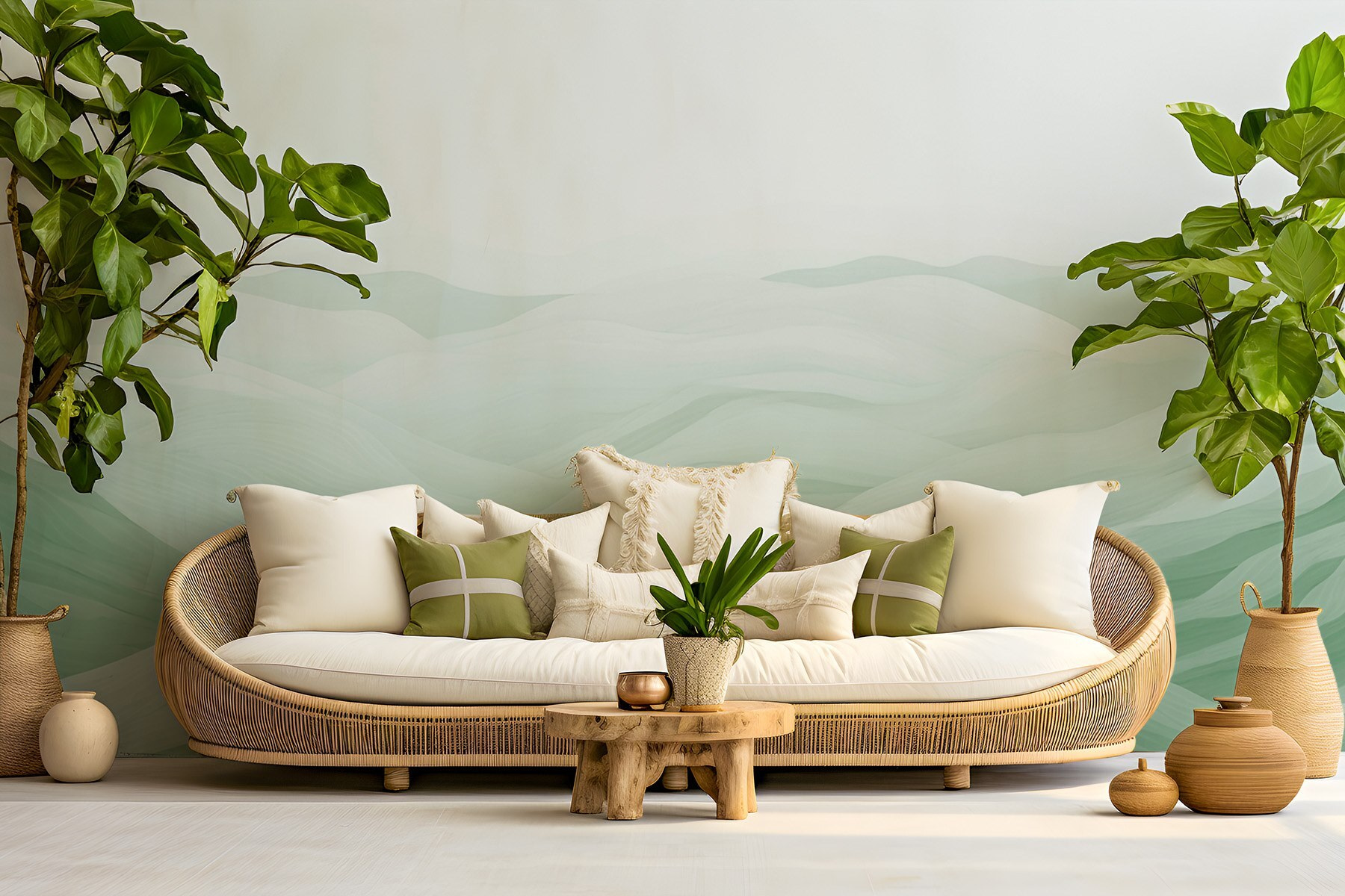 Green and white landscape