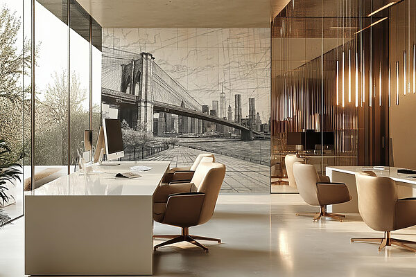 Drawing of a bridge and a city Drawing of a bridge and a city