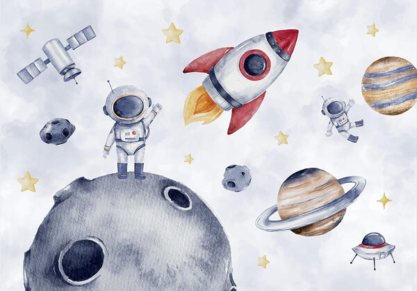 Watercolor of space objects