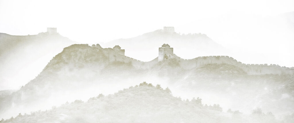 Wall on a hill with fog