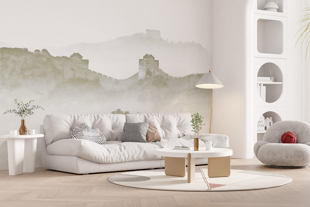 Wall on a hill with fog