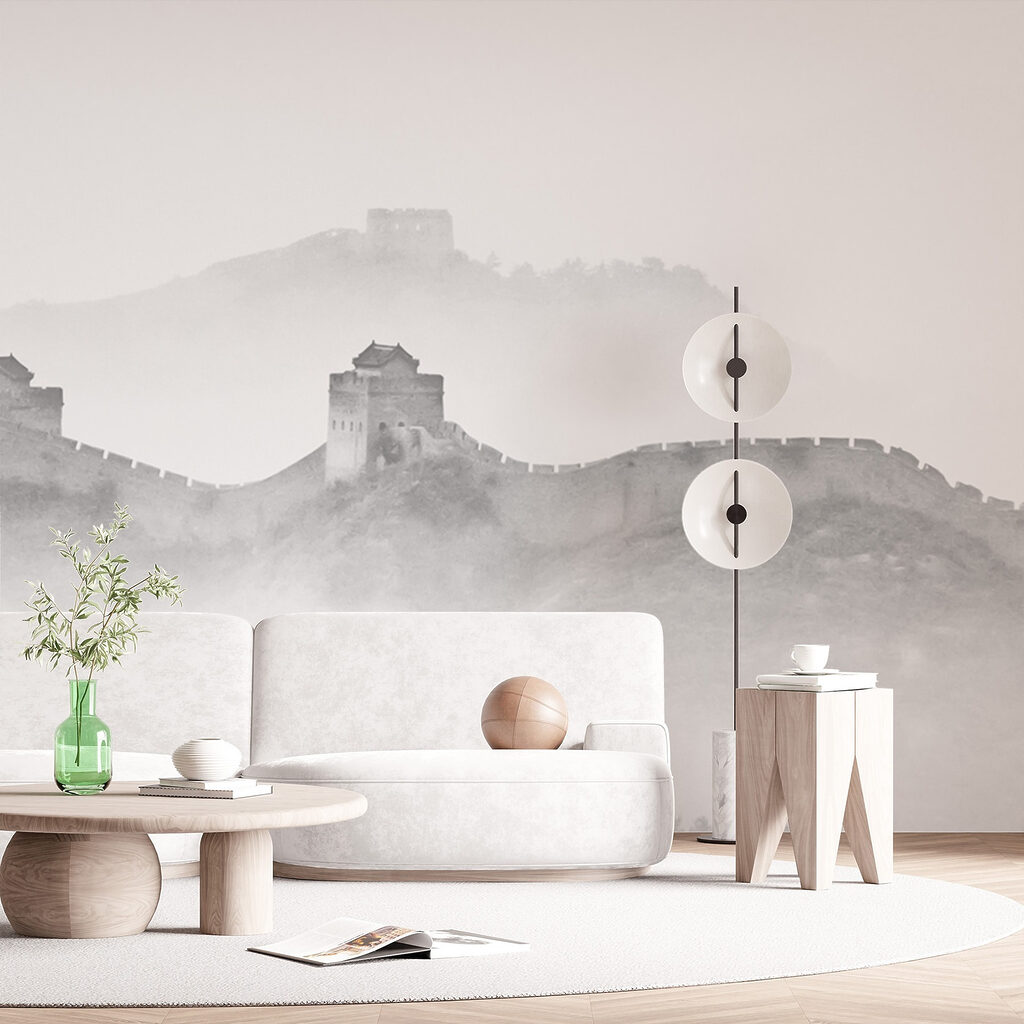 Wall on a hill with fog