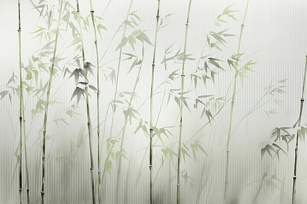 Bamboo stems with leaves painted on them