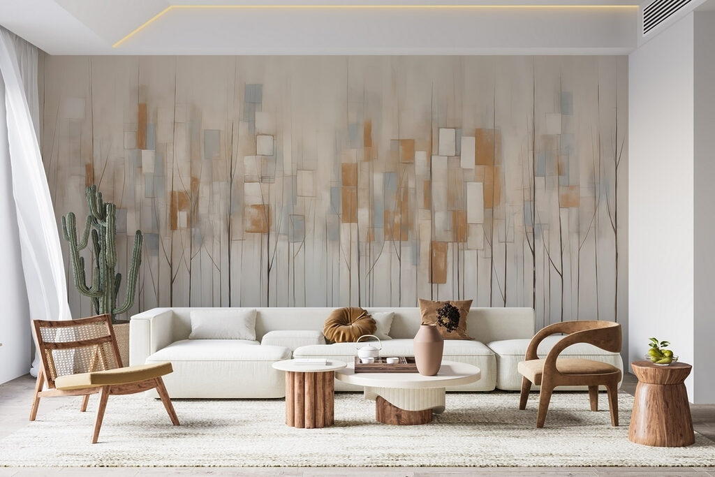 Painting of trees with squares