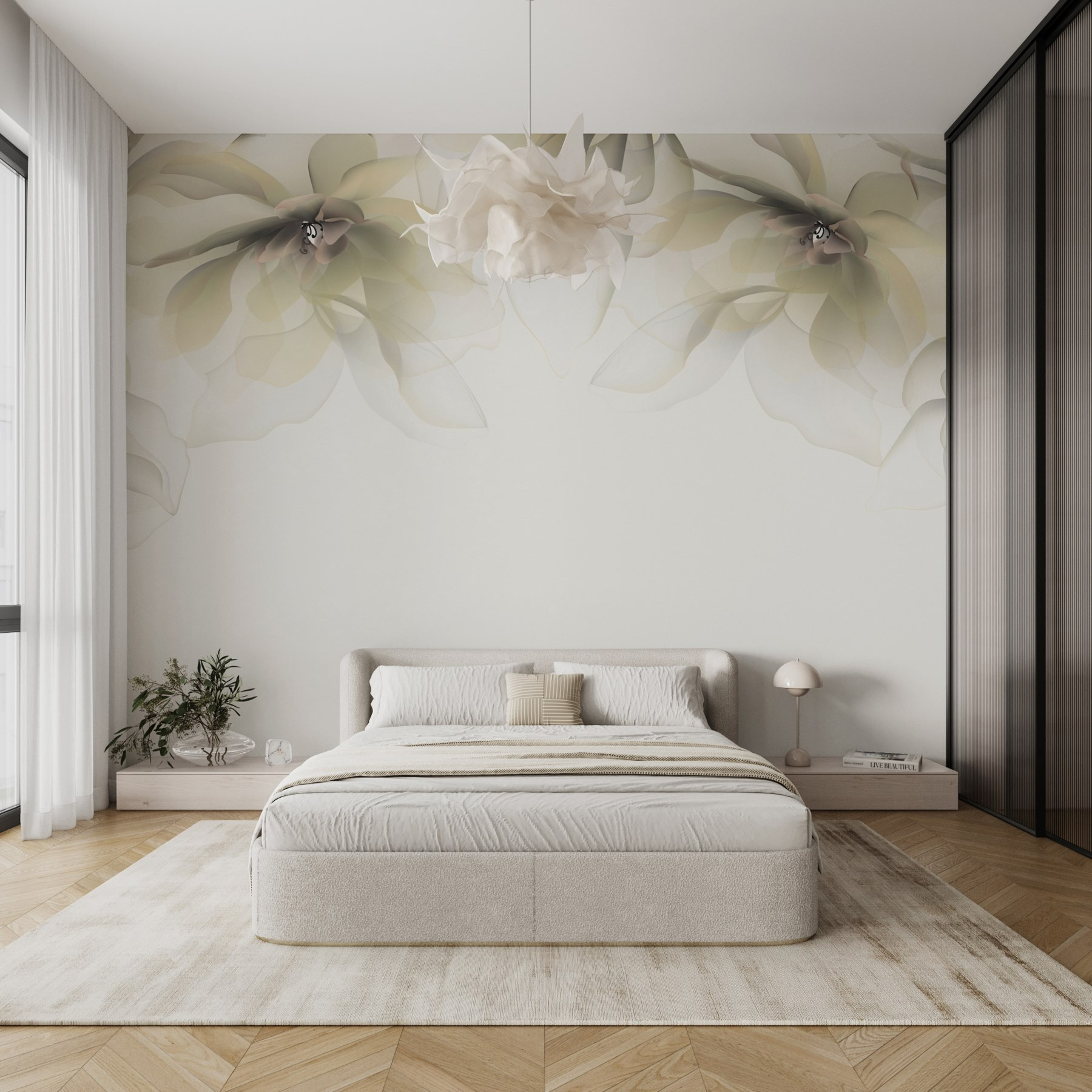 White and beige flowers