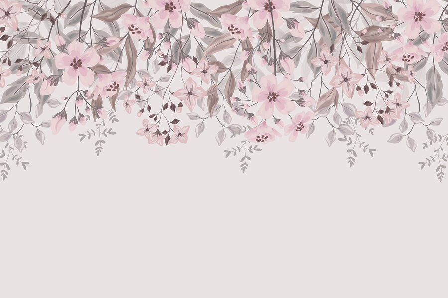 Wall murals Pink flowers and leaves - Image 3