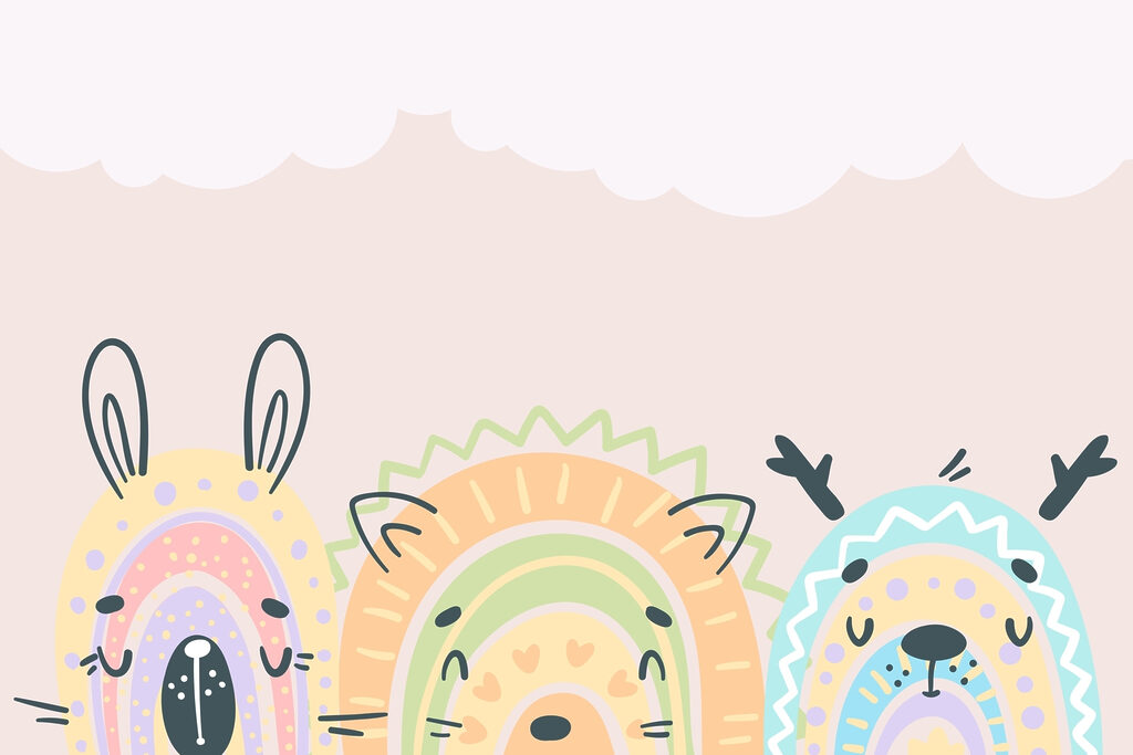 Group of animals with rainbows Group of animals with rainbows