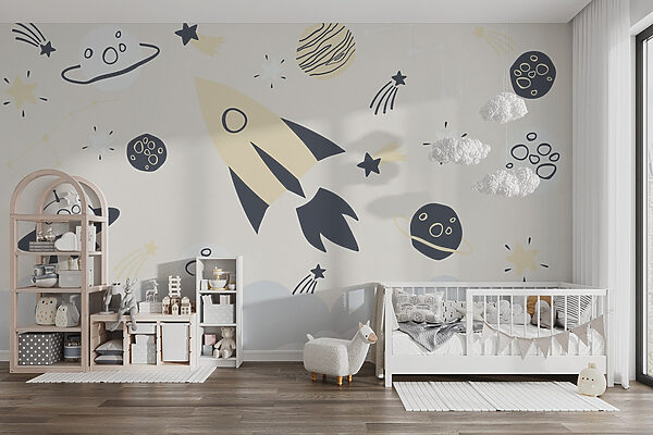 Rocket and planets in space Rocket and planets in space