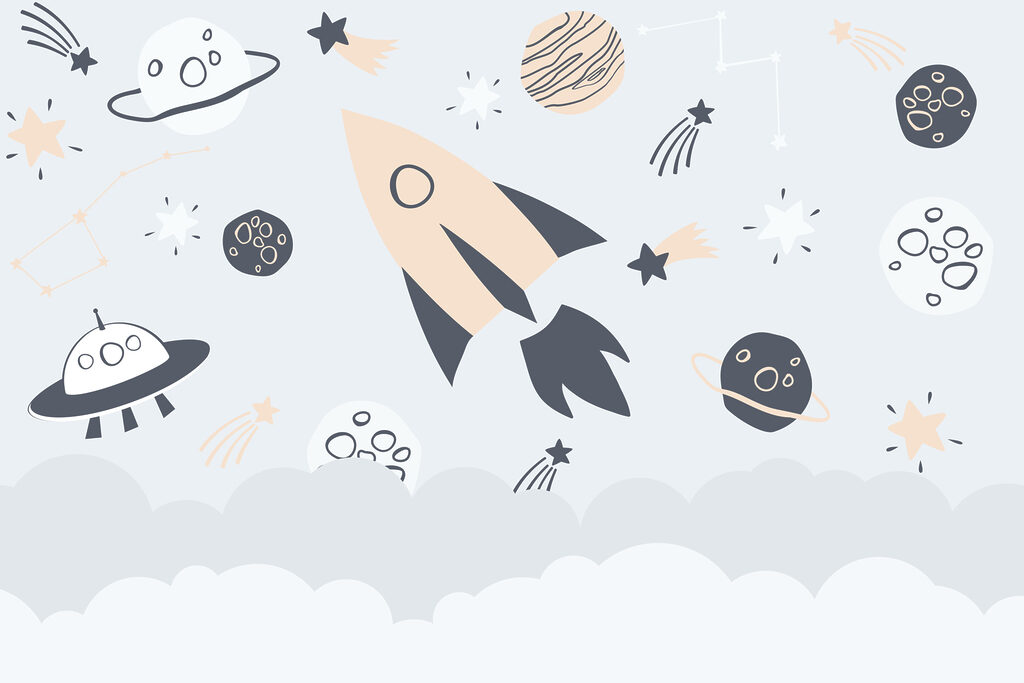 Rocket and planets in space Rocket and planets in space