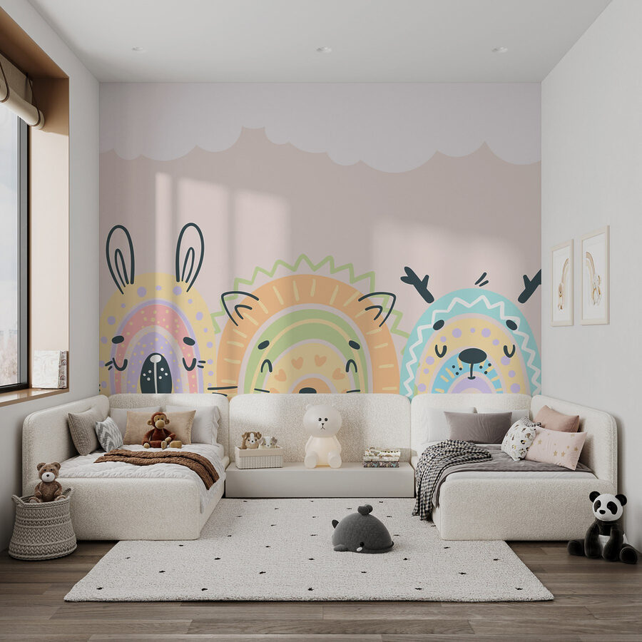 Group of animals with rainbows Group of animals with rainbows