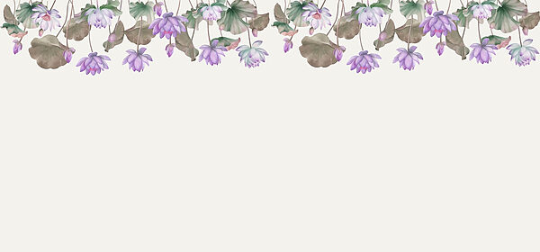 Row of purple flowers and green leaves u98844v1p 600x280 - Row of purple flowers and green leaves - tegory