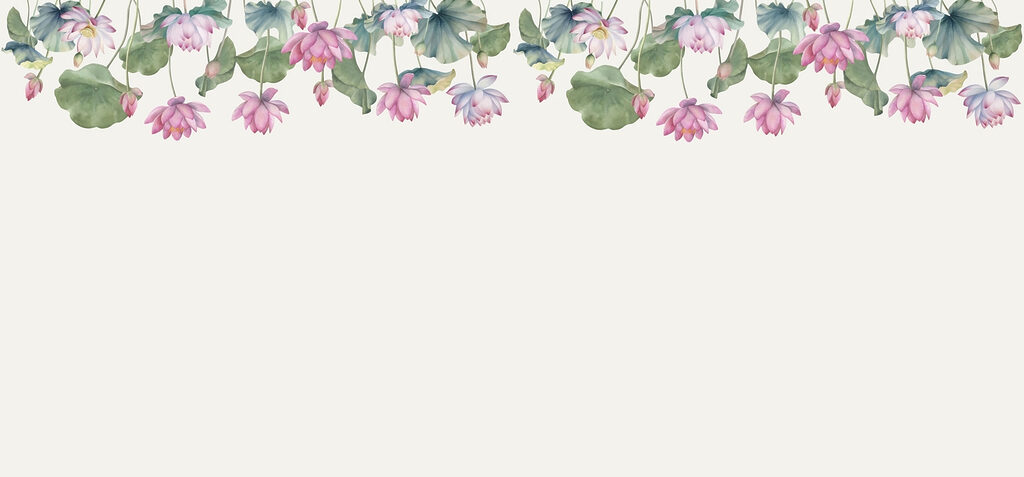 Watercolor painting of pink flowers and green leaves Watercolor painting of pink flowers and green leaves