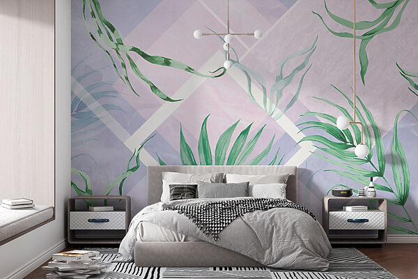 Lush leaves on a pastel background Lush leaves on a pastel background