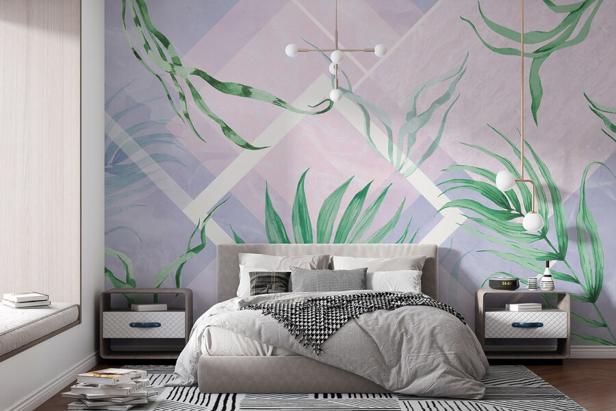 Lush leaves on a pastel background Lush leaves on a pastel background