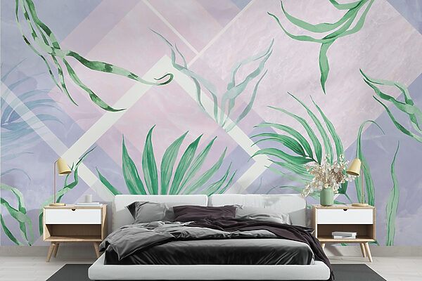 Lush leaves on a pastel background Lush leaves on a pastel background