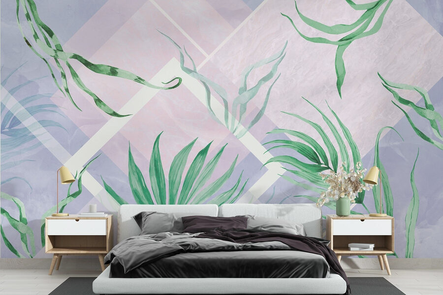 Lush leaves on a pastel background Lush leaves on a pastel background