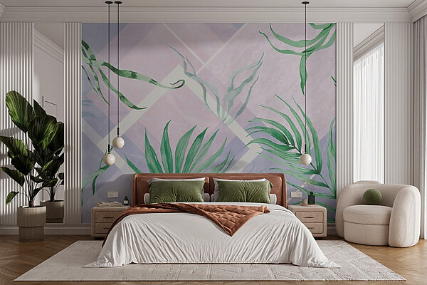 Lush leaves on a pastel background Lush leaves on a pastel background
