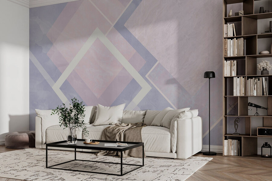 Wall murals Abstract pastel geometric design composition. - Image 2