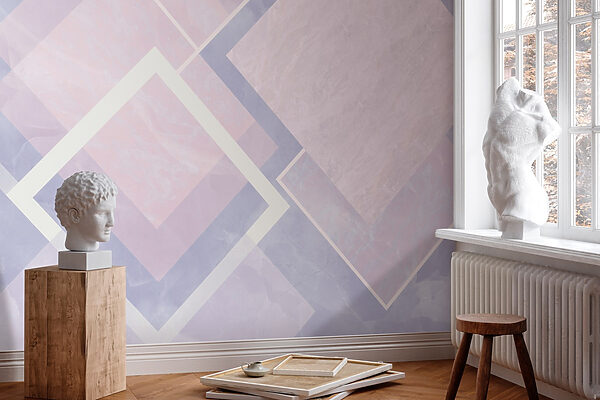 Abstract pastel geometric design composition
