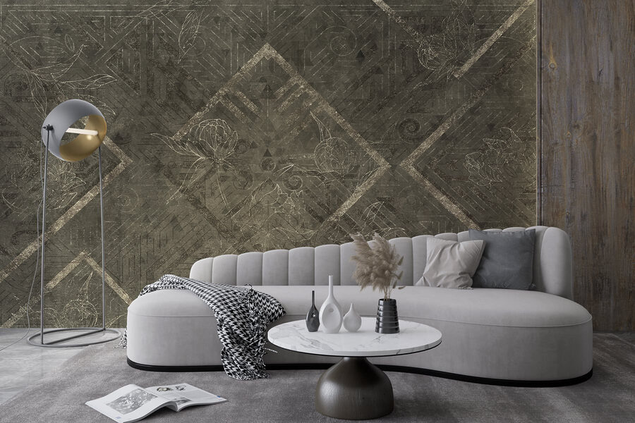 Wall murals Grey and white patterned surface - Image 3