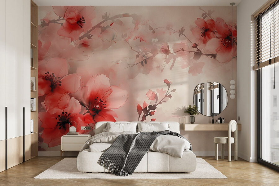 Wall murals Delicate blooms in soft hues.