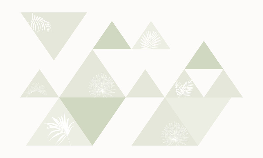 Wall murals White and green triangles with a pattern of leaves - Image 3