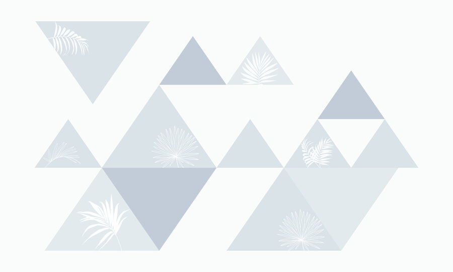 White and blue triangles with leaves