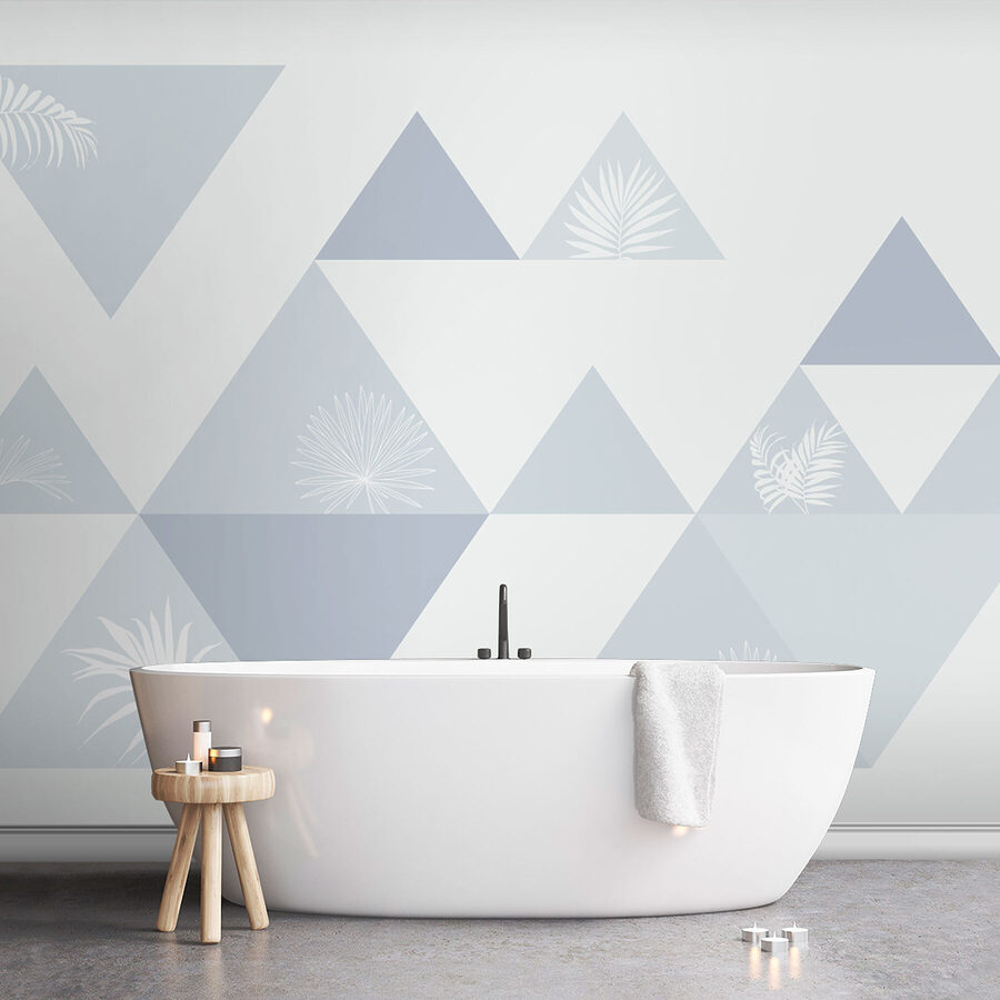 White and blue triangles with leaves
