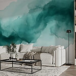 Wall mural Soothing watercolor abstract in teal hues