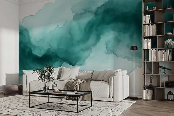 Soothing watercolor abstract in teal hues Soothing watercolor abstract in teal hues