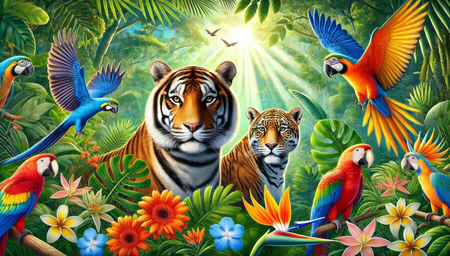 Group of animals in the jungle