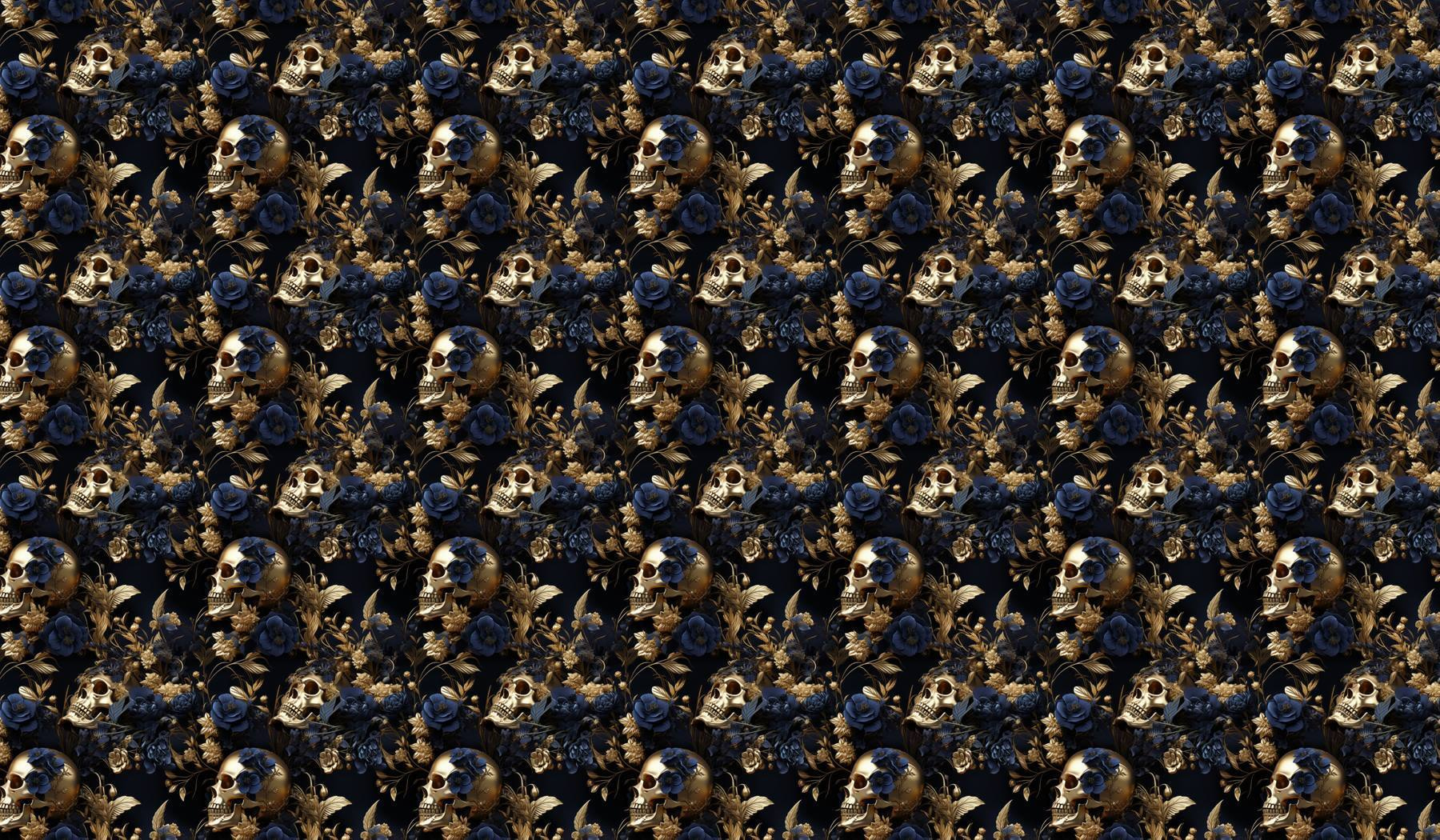 Pattern of skulls and flowers Pattern of skulls and flowers