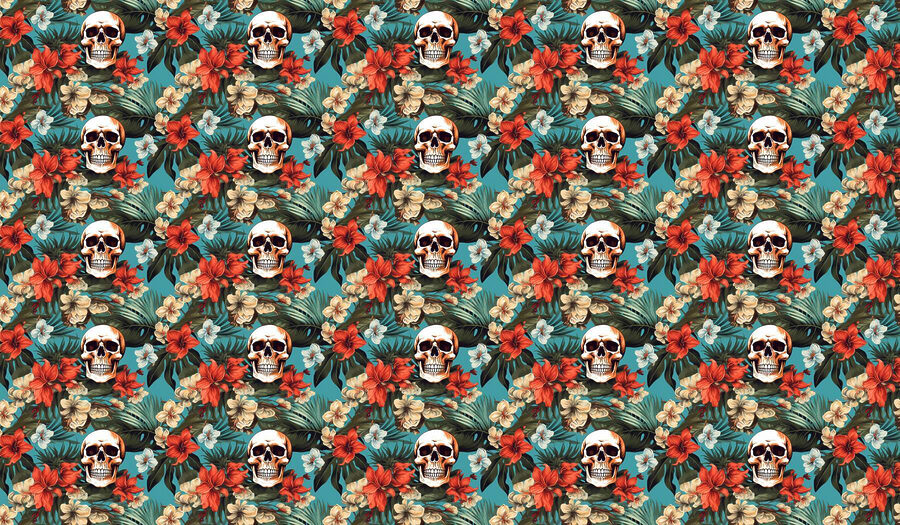 Pattern of flowers and skulls Pattern of flowers and skulls