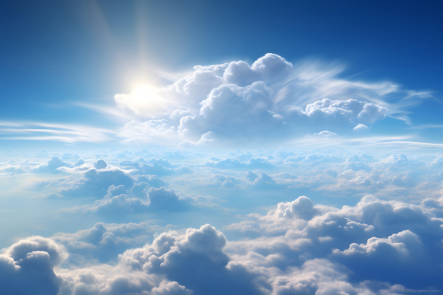 Clouds and blue sky with clouds and the sun