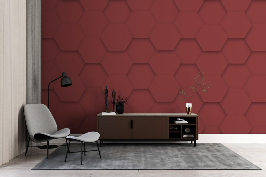 Red hexagons on a surface Red hexagons on a surface