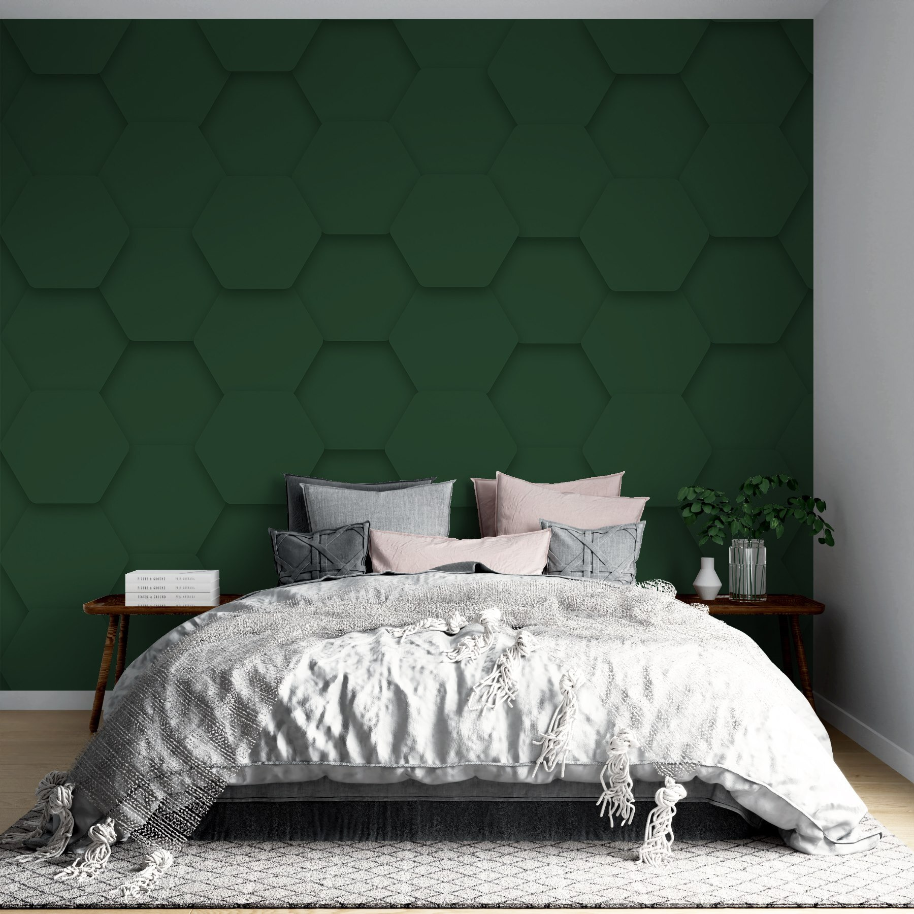 Green hexagons on a surface