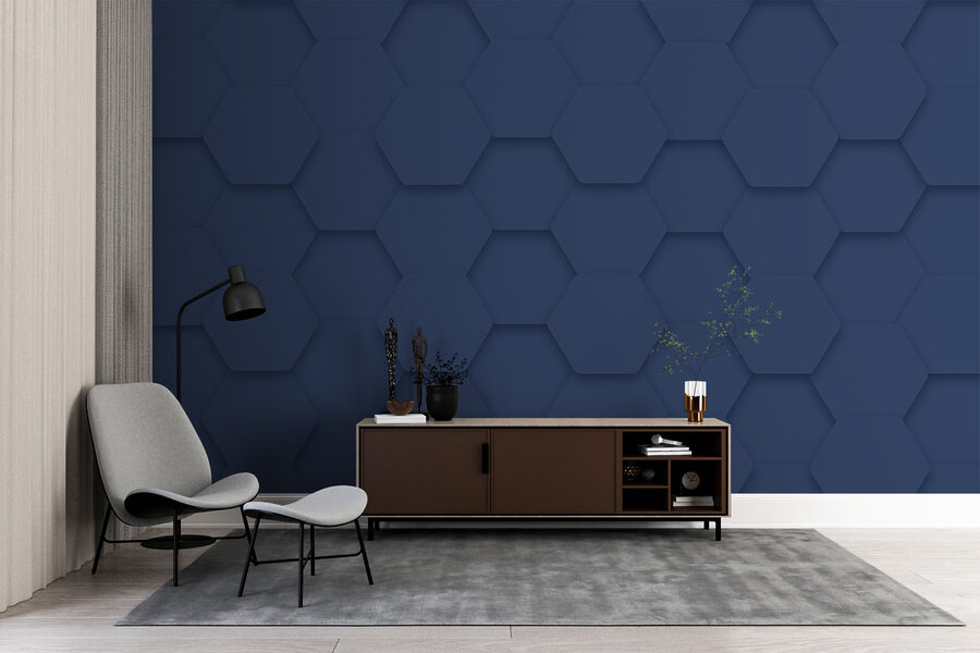 Blue hexagons on a surface