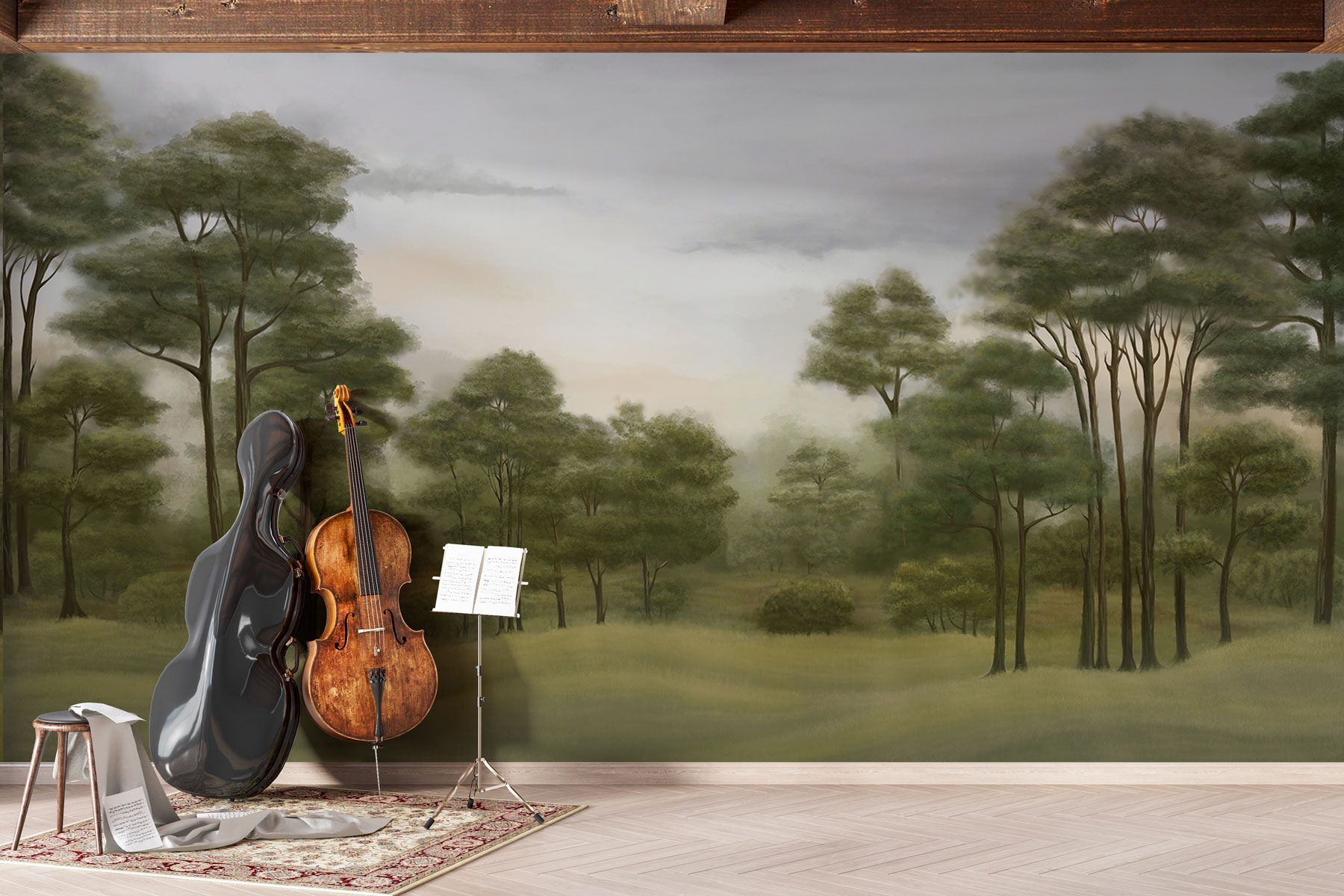 Landscape with trees and grass