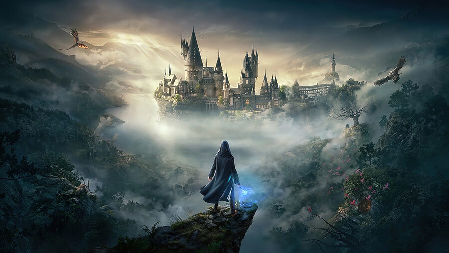 Wall murals Person standing on a cliff looking at a castle - Image 3