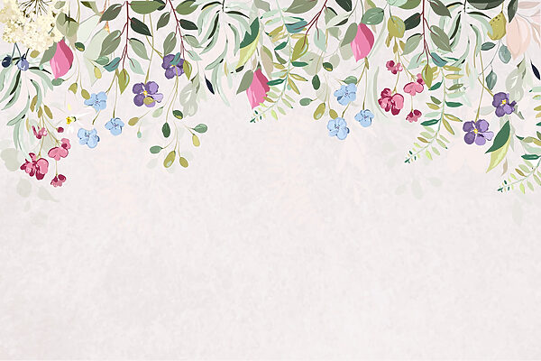 Floral border with flowers and leaves