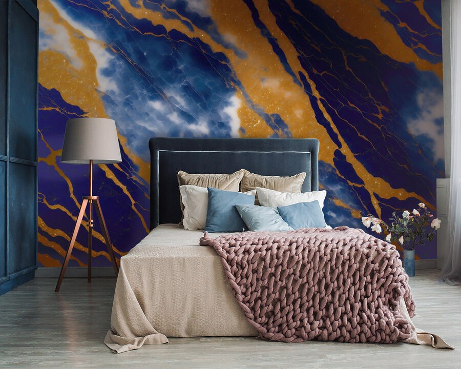 Wall murals Beautiful blue and orange patterns.
